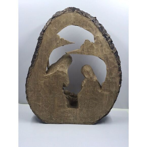 Ganz Log Nativity Figurine Christmas Decoration, Brown, 11"" - Picture 2 of 2